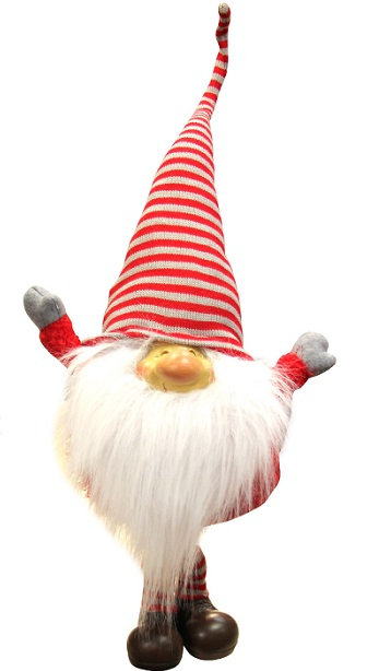 Figurine de Noël 28 po gnome pelucheux rouge et gris