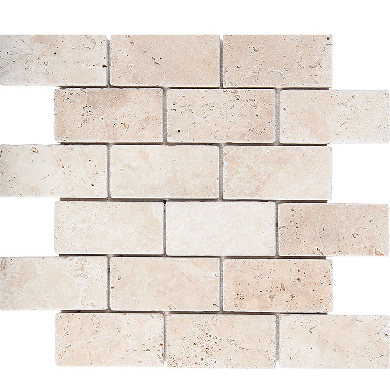 Ivory 2" x 4" Travertine Brick Joint Mosaic Wall & Floor Tile