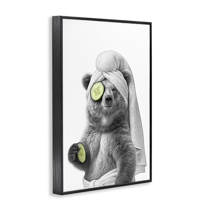 «Fun Bear Face Mask», estampe numérique par Annalisa Latella, H 18 po x l 12 po, Giclée encadrée noir minuit