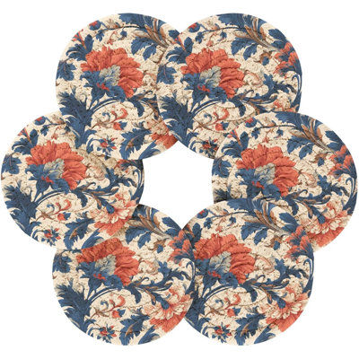 Fleurs sous-verres avec support 6 pièces Sous-verres en coton tissé absorbant pour boissons