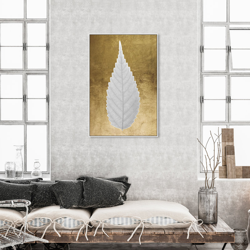 Feuille en or II - impression, H 45 po x l 30 po, Toile blanche encadrée