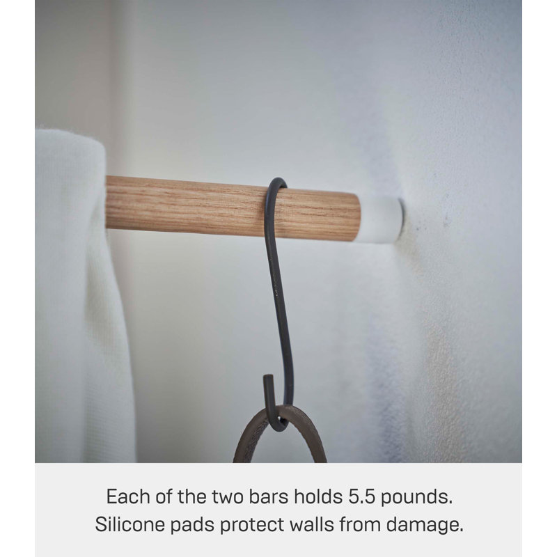 White Steel and Wood Wall Mounted Corner Coat Rack