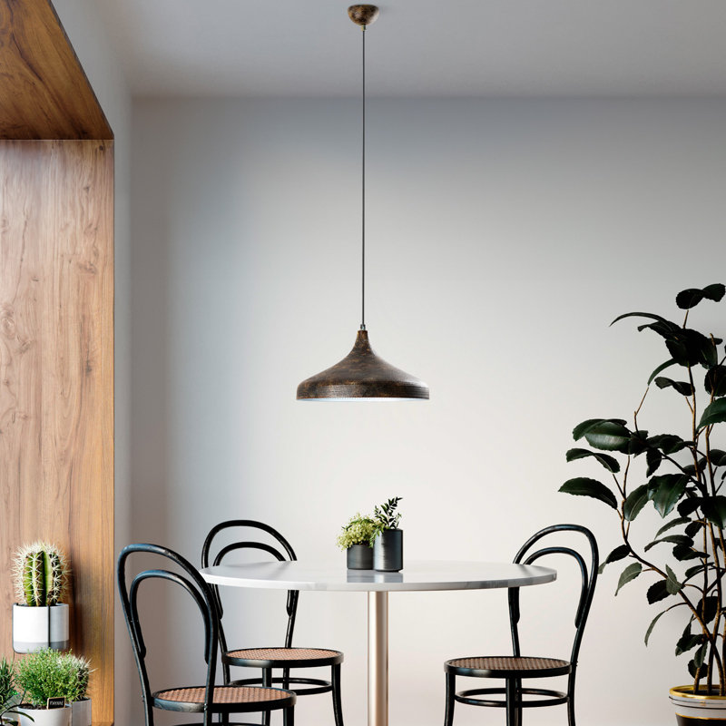 Antiquation Metal Chandelier, Adjustable Height 22-46.5 inches | Ø14.2 inches Base Plate, 35.4 inches Cable | 1 x E27 Socket (Max 40W) - Elegant Lighting Fixture for Dining Room, Living Room & Entryway, IP20 Rated