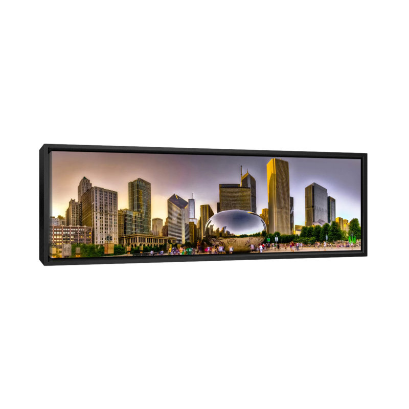 Cityscape de l’horizon panoramique chicago (coucher de soleil), reproduction de photo sur toile, H 12 po x l 36 po x P 1,5 po