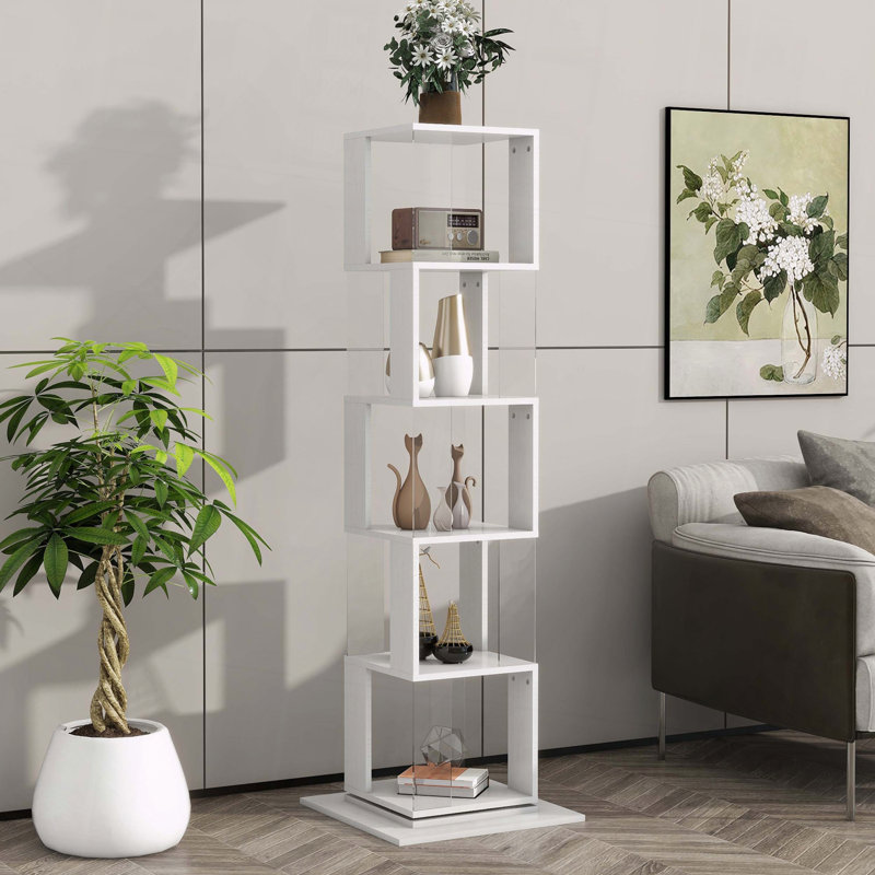 Matériau de la tablette rotative à 5 niveaux, 63" H x 19.68" W x 19.68" D, Blanc