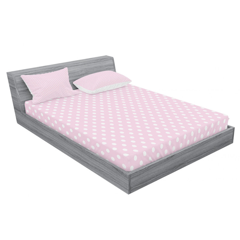 Microfiber Polka Dots Sheet Set, Full Sheet Set with Fitted Sheet, Pink Polka Dots