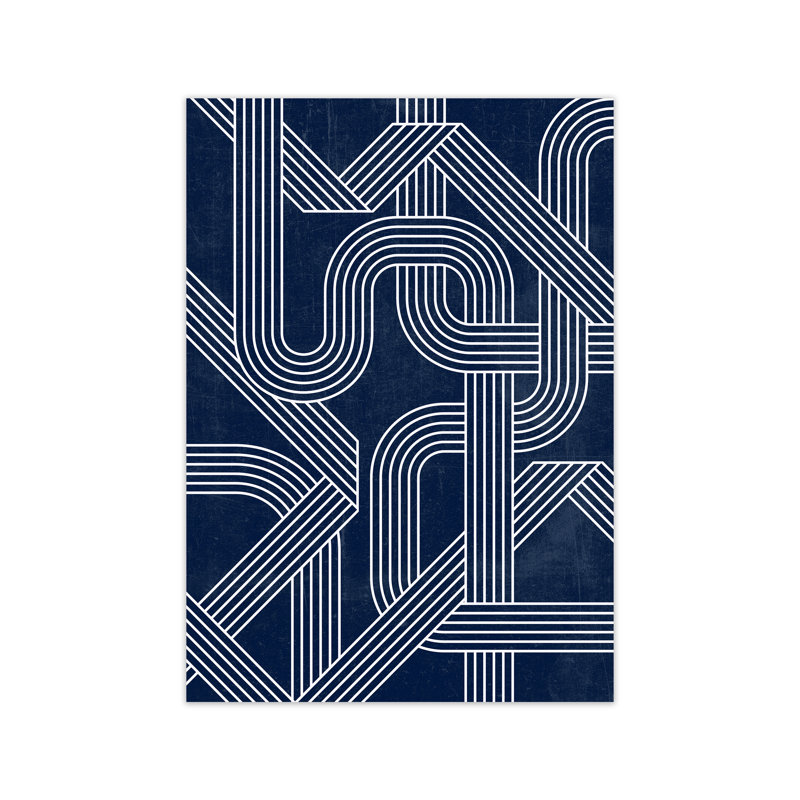 Blue Abstract Lines - Wrapped Canvas Print, 30cm H x 21cm W x 1cm D, No Frame