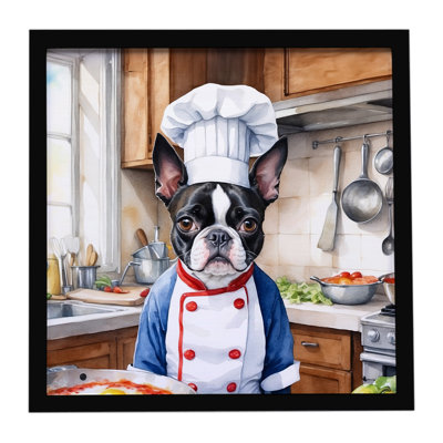 Boston Terrier The Chef Framed Metal Print