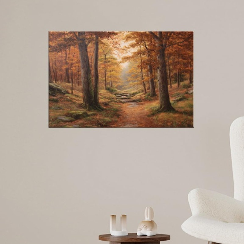 «Golden Forest Path Fall», art mural sans cadre, 16 x 20