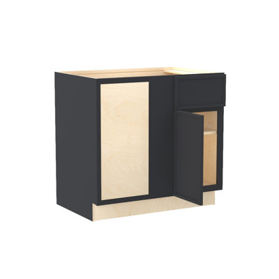 Gallery Express Alton Plywood Assembled 36 in W X 24 in D X 34.5 in H Corner Blind Kitchen Cabinet Left in Onyx