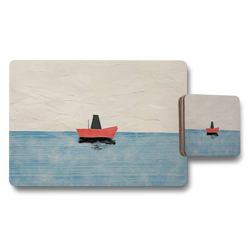 Coastal Seascape Placemat And Coaster Set For Dining Table