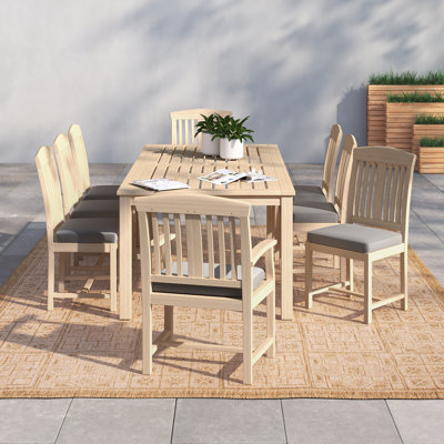 Paulet Rectangular 8 Person Acacia Dining Set With Sunbrella Cushion Covers