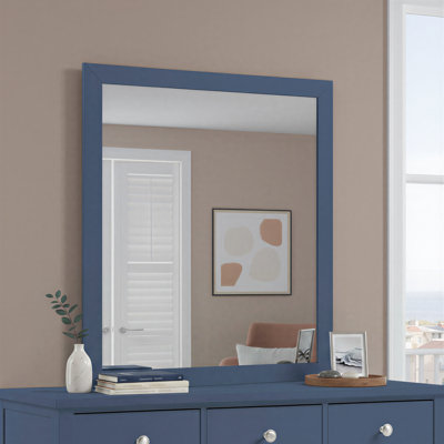 Vasselle 33" Transitional Wood Rectangle Mirror with Solid Wood Frame, Veneers & Reinforced Hanging Hardware
