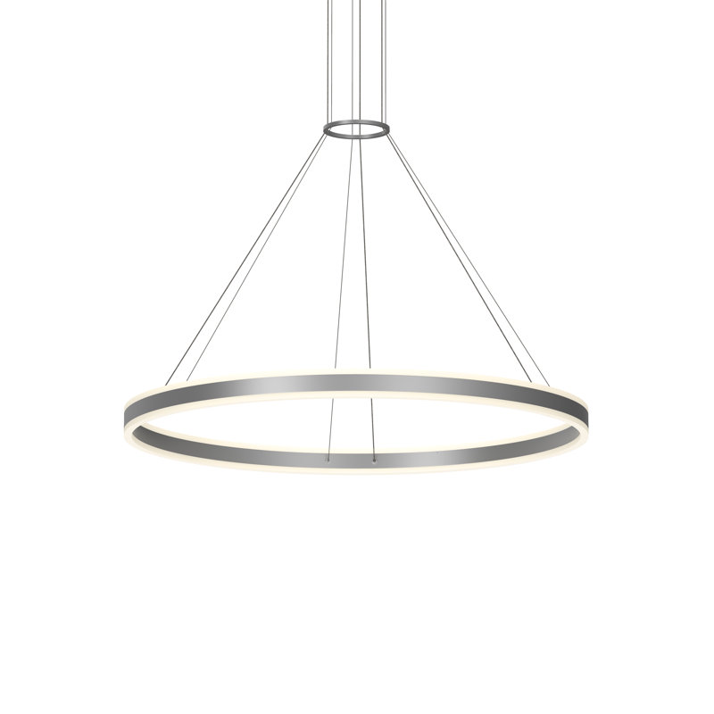 Double Corona 2 - Light LED Chandelier, Bright Satin Aluminum, 2.75" H x 31.5" W x 31.5" D