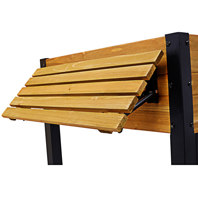 Lit de jardin surélevé en bois avec boîte de rangement pliante, H 29,51 po x l 52,71 po x P 23,61 po, Noir / brun