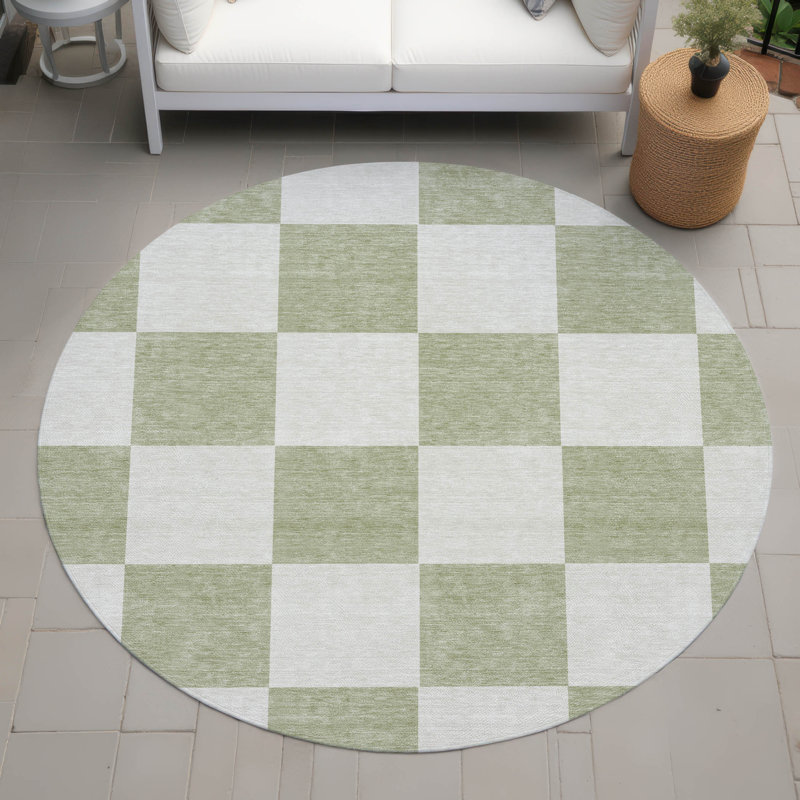 Machine Washable Indoor/Outdoor Buster ACN2345 Geometric Rug, Round 8'