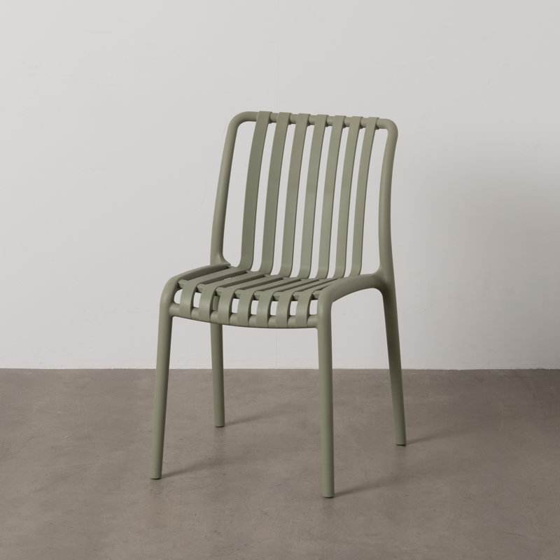 OUTDOOR Stacking Patio Dining Side Chair, Green