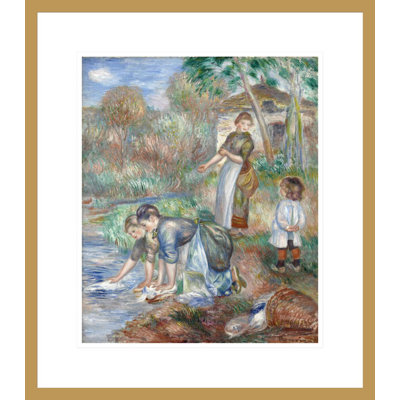 «Washerwomen» Pierre-Auguste Renoir - Impression giclée encadrée