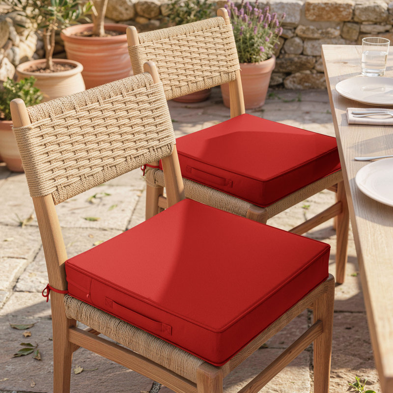 Coussins de chaise d'extérieur 19 x 19 x 4, L 19 po x P 19 po, Rouge, 4''