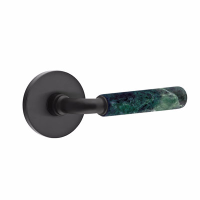 Ensemble de leviers de passage Emtek Select, rosette à disque, tige R-Bar, poignée en marbre vert, l 6 po x L 6 po