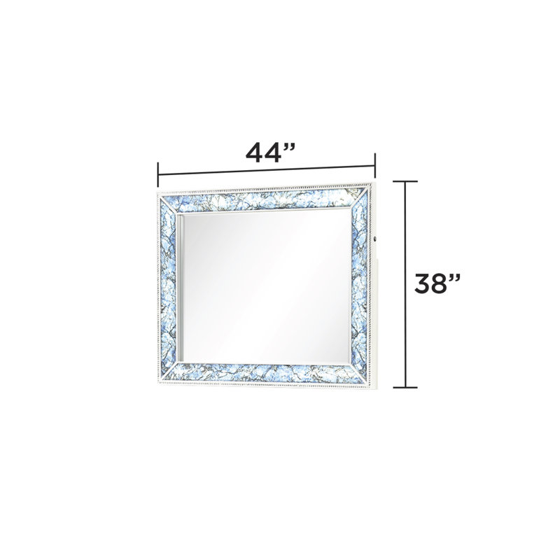 Miroir de style moderne Laguna fabriqué avec des accents de bois et de cristal (miroir inclus seulement)