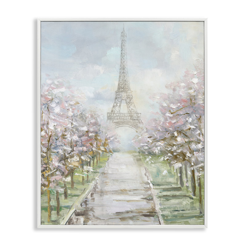Art de la giclée encadrée par Eiffel Tower & Tree Grove par Sally Swatland, H 30 po x l 24 po