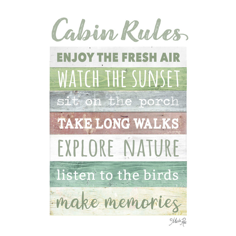 " Cabin Rules ", 40" H x 30" W