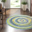 Concentric Geometric Handmade Tufted Wool Blue/Green/Yellow Area Rug-10713605