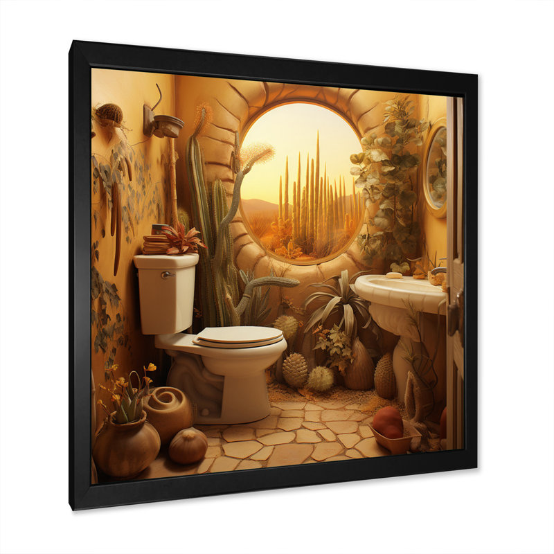 Toilette désertique Bepler - impression, Cadre simple noir, H 30 po x l 30 po x P 1 po