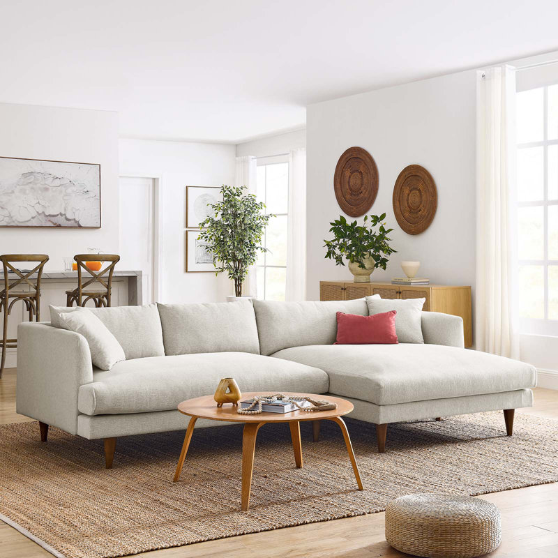 Modway Zoya 2 - Piece Upholstered Sectional, Right Hand Facing, Ivory 100% Polyester
