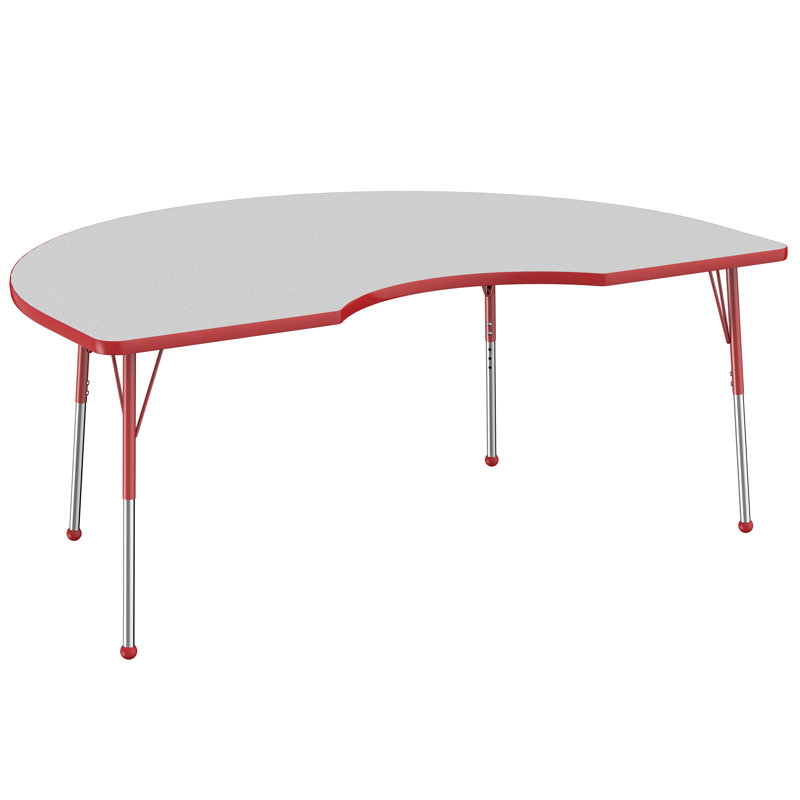 Table d'activité 48 "x 72" avec moulures en T et pieds réglables, Gris / rouge, Standard Ball Glide