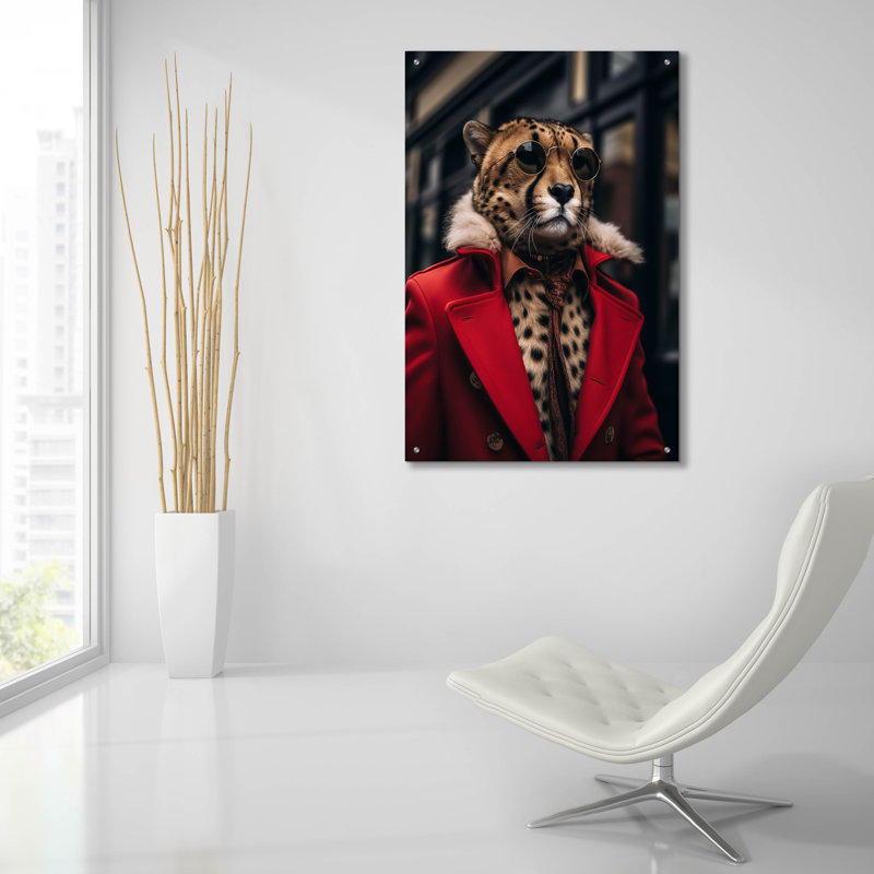 «Cheetah Chic» par r3darch0n, art mural en verre acrylique, H 36 po x l 24 po x P 0,2 po