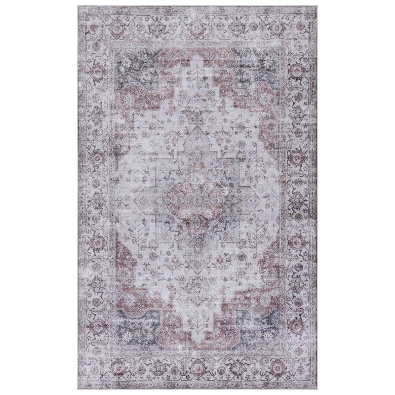 Tapis oriental en polyester tissé à la machine Melaya, Rectangle 9 pi x 12 pi