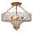 4-Light Antique Bronze Handcrafted Crystal Drum Semi-Flush Mount