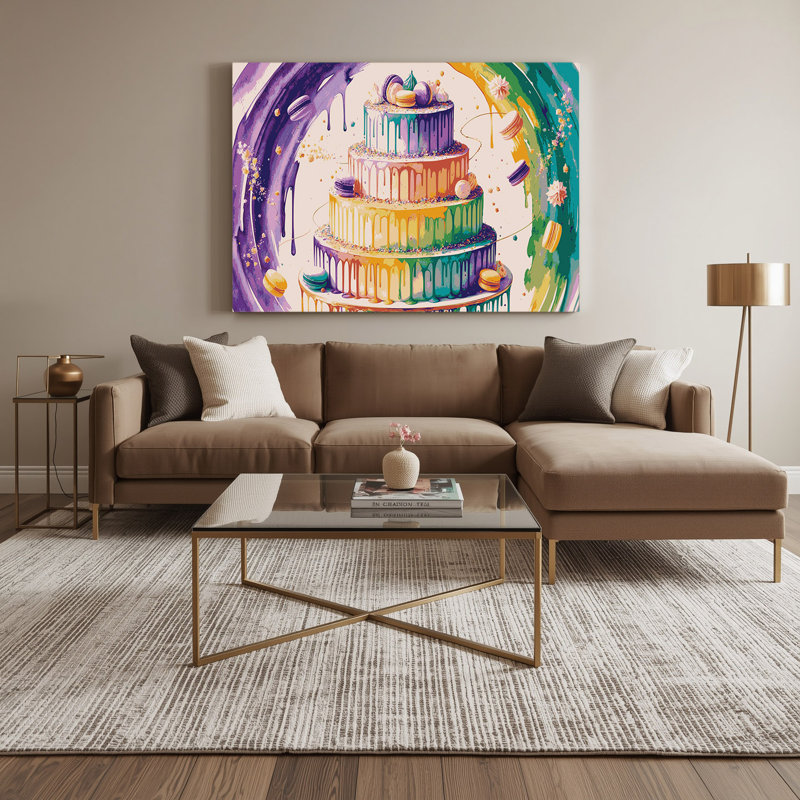 Desserts arc-en-ciel, art mural sur toile beige, H 11 po x l 14 po