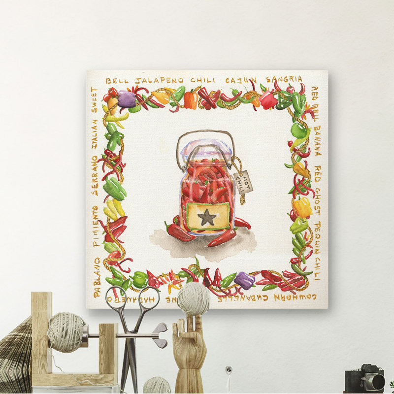 « hot chili medley », peinture, H 24 po x l 24 po x P 1,5 po, Toile tendue