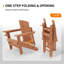Chaise Adirondack pliante en teck PEHD surdimensionnée avec porte-gobelet