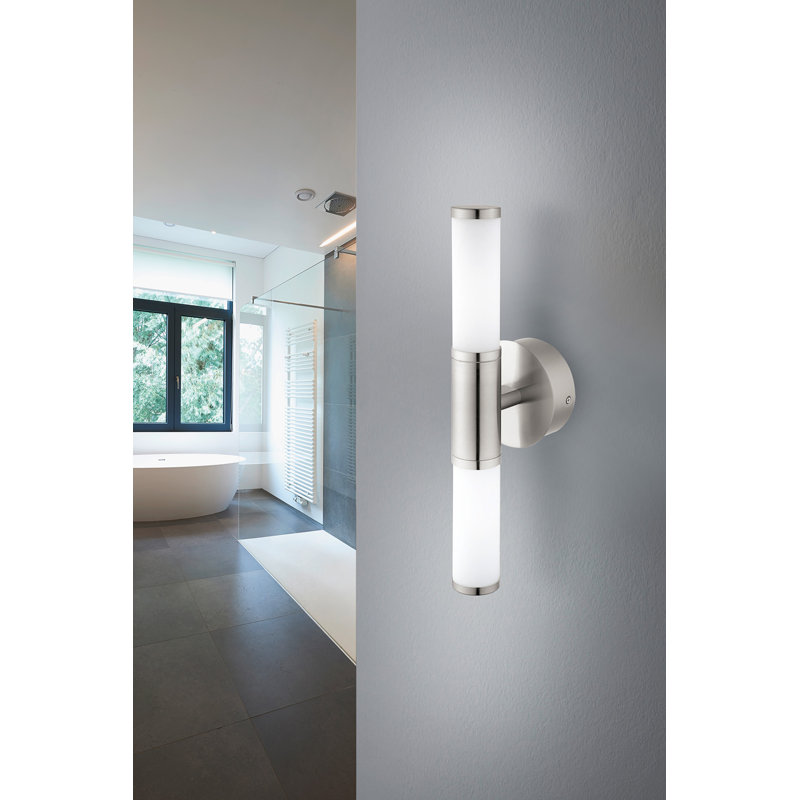 Applique murale à bras 2 lumières Attlee, Blanc, Nickel satiné