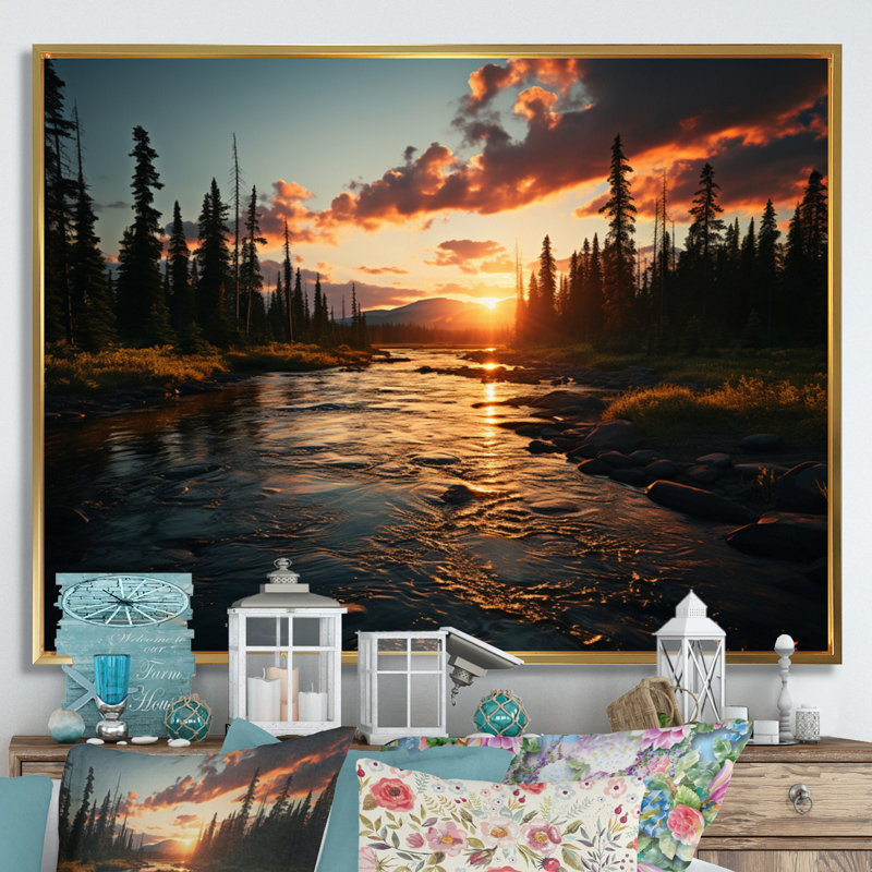 Canada télécommande «Wilderness» sur toile, H 24 po x l 32 po x P 1 po, Cadre flottant doré