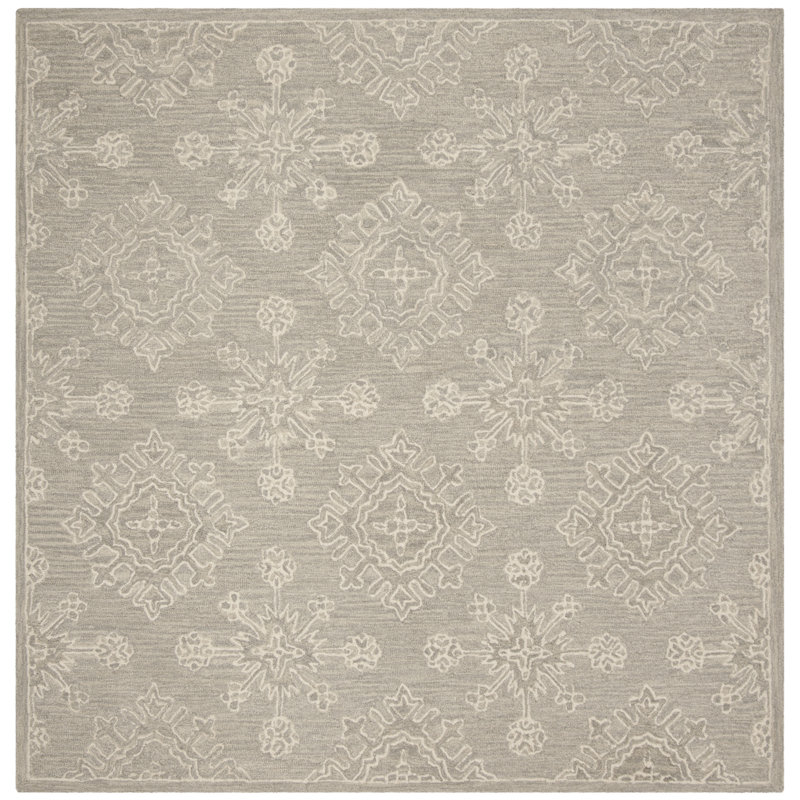 Aerick Hand Tufted Wool Geometric Rug, Square 6'