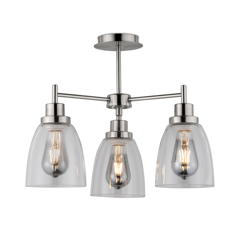 Jaylynn 3-Light 46cm Silver Industrial Style Modern Semi Flush Mount Ceiling Light