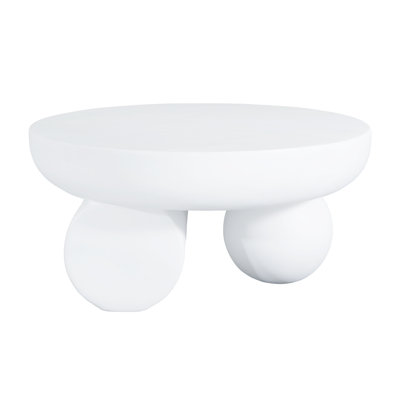 Oris Modern Sculptural MgO Round Coffee Table with Spherical Base