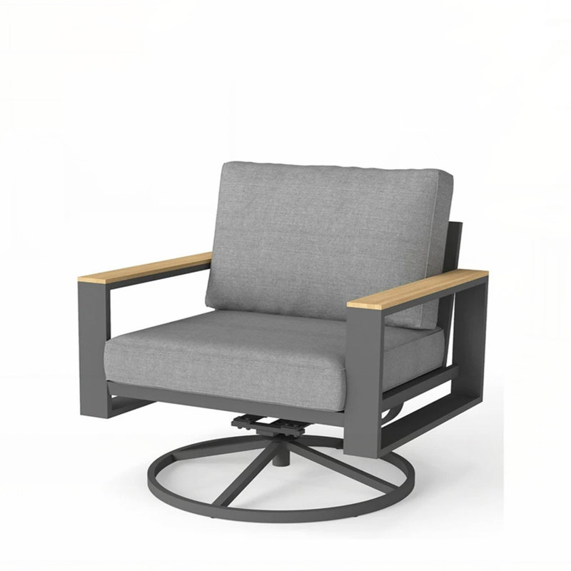 Chaises de patio pivotantes en aluminium toutes saisons de 30 po avec coussins