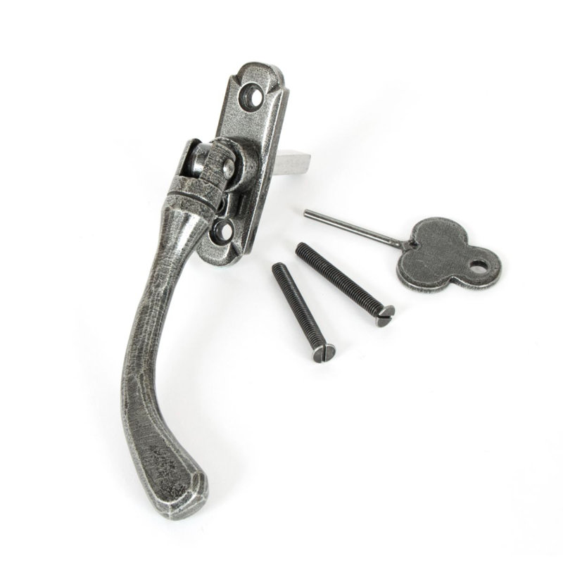 Locking Peardrop Espag Door Accessory, Pewter