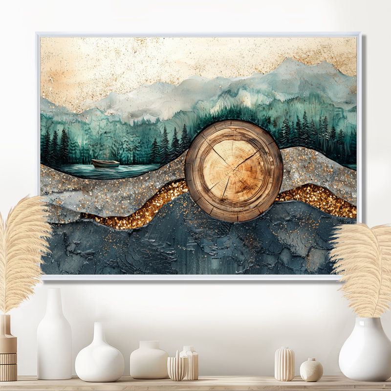 Émeraude et rivière de cristal dans la forêt I - forêt, art mural, H 12 po x l 20 po, Impression encadrée flottante, Blanc