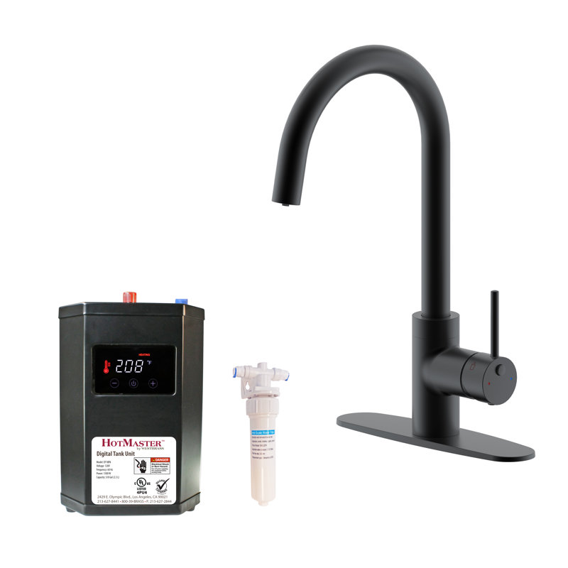 3 in 1 Kitchen Faucet with Instant Hot Water Tank and Water Filter System, Matte Black