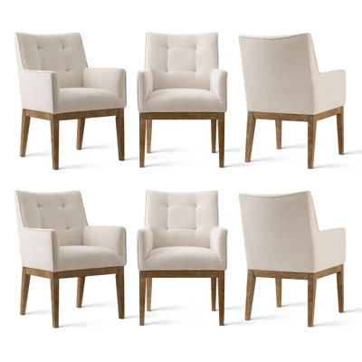 19.5" Seat Height Upholstered Tweed Fabric Dining Armchair (Set of 6)