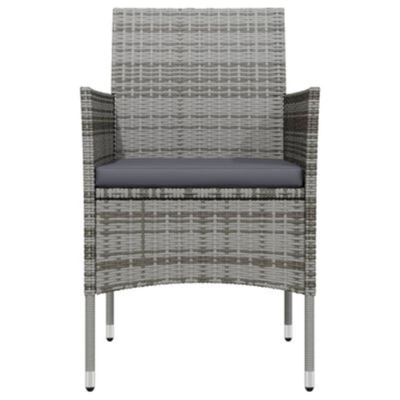 Ensemble de salle à manger long avec coussins, Coussin gris foncé / structure grise, H 29,1 po x l 55,1 po x P 27,6 po, 6