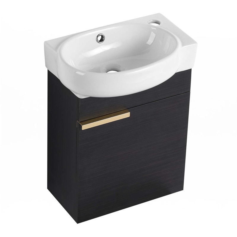 Petit meuble-lavabo 16 "avec lavabo, Noir châtaignier