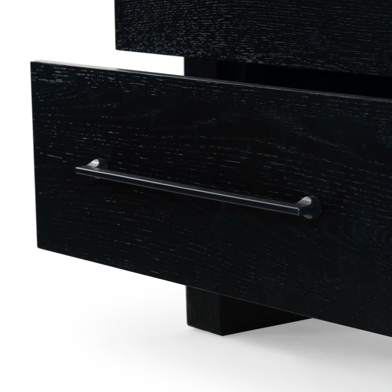 Katrina Wood 2 Drawer Nightstand, Black